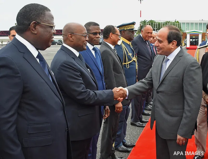 Egyptian President Abdel Fattah Sisi bids farewell to Libreville the capital of Gabon, on August 16, 2017. Photo by Egyptian President Office