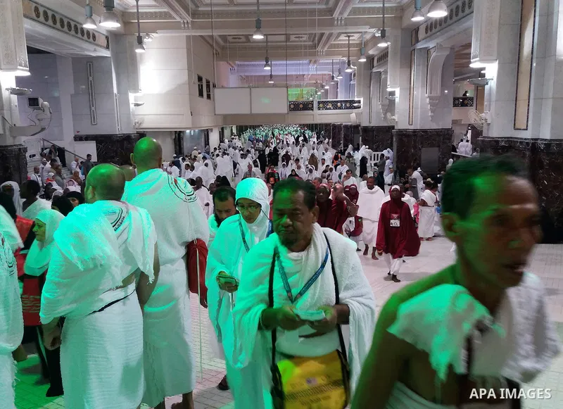 Muslim pilgrims gather during the annual hajj pilgrimage in the holy city of Mecca August 21, 2017. According to the Muslims holy book the Koran, the Kaaba was built by Abraham and his son Ismael, after Ismael had settle...