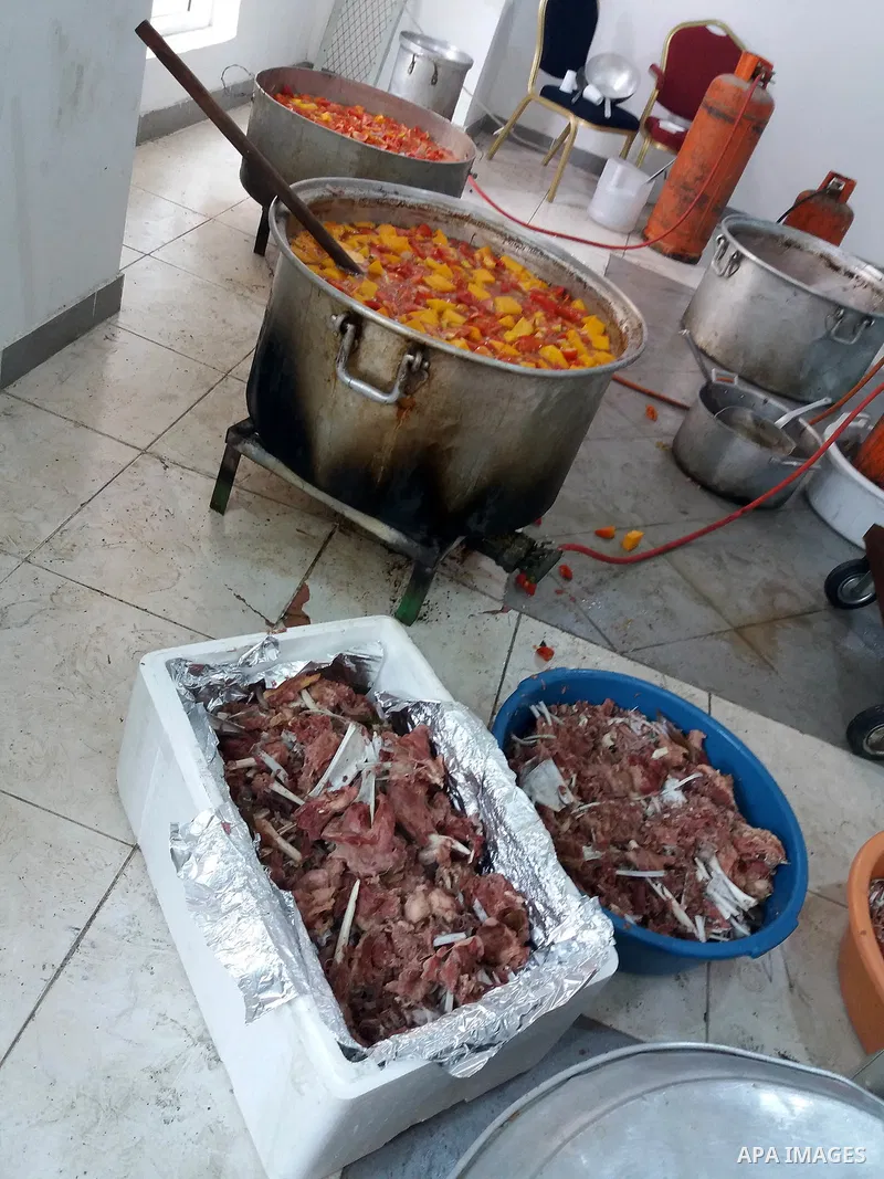 Palestinian Muslim pilgrims cook a traditional dish of Couscous for pilgrims during the annual hajj pilgrimage in Mecca August 28, 2017. According to the Muslims holy book the Koran, the Kaaba was built by Abraham and hi...