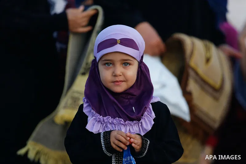 Palestinian muslims pray on the first day of Eid al-Adha, or feast of the sacrifice, in Nuseirat in the center of Gaza strip, on September 1, 2017. Muslims around the world are celebrating Eid al-Adha, the "Feast of Sacr...