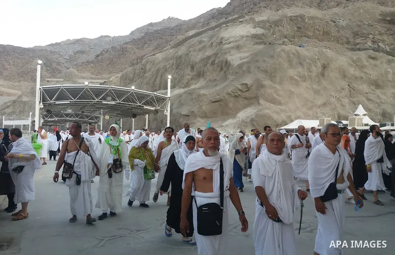 Muslim pilgrims arrive to cast stones at a pillar, symbolizing the stoning of Satan, in a ritual called "Jamarat," a rite of the annual hajj, in Mina near the holy city of Mecca, on September 1, 2017. Muslims around the...