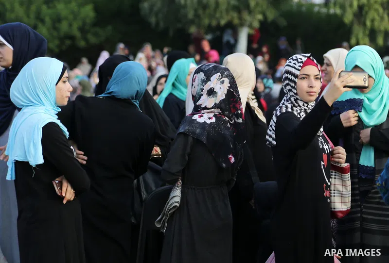 Palestinian muslims attend the prayer of Eid al-Adha or the feast of sacrifice in Gaza city, on September 1, 2017. Muslims around the world are celebrating Eid al-Adha, the "Feast of Sacrifice", which marks the end of th...