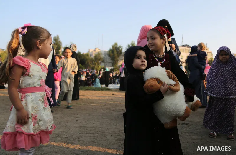 Palestinian muslims attend the prayer of Eid al-Adha or the feast of sacrifice in Gaza city, on September 1, 2017. Muslims around the world are celebrating Eid al-Adha, the "Feast of Sacrifice", which marks the end of th...