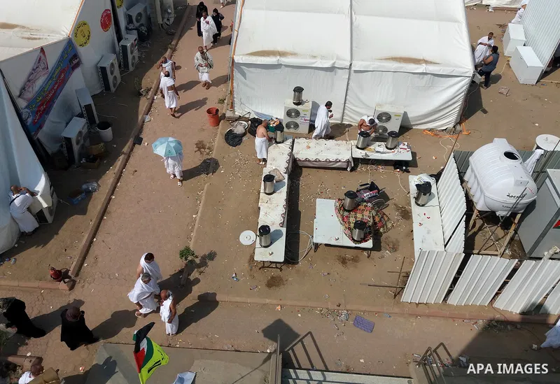 Muslim pilgrims rest near Mount Arafat, also known as Jabal al-Rahma (Mount of Mercy), southeast of the Saudi holy city of Mecca, on Arafat Day which is the climax of the Hajj pilgrimage early on August 31, 2017. Arafat...