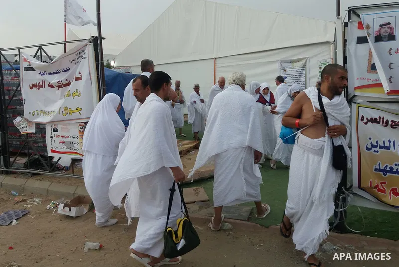 Muslim pilgrims rest near Mount Arafat, also known as Jabal al-Rahma (Mount of Mercy), southeast of the Saudi holy city of Mecca, on Arafat Day which is the climax of the Hajj pilgrimage early on August 31, 2017. Arafat...