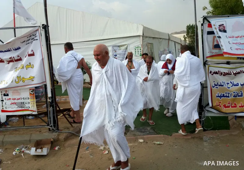 Muslim pilgrims rest near Mount Arafat, also known as Jabal al-Rahma (Mount of Mercy), southeast of the Saudi holy city of Mecca, on Arafat Day which is the climax of the Hajj pilgrimage early on August 31, 2017. Arafat...