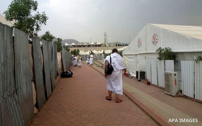 Muslim pilgrims rest near Mount Arafat, also known as Jabal al-Rahma (Mount of Mercy), southeast of the Saudi holy city of Mecca, on Arafat Day which is the climax of the Hajj pilgrimage early on August 31, 2017. Arafat...