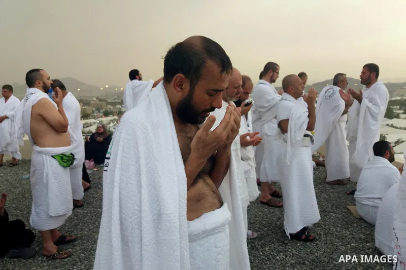 Muslim pilgrims pray on Mount Arafat, also known as Jabal al-Rahma (Mount of Mercy), southeast of the Saudi holy city of Mecca, on Arafat Day which is the climax of the Hajj pilgrimage early on August 31, 2017. Arafat is...