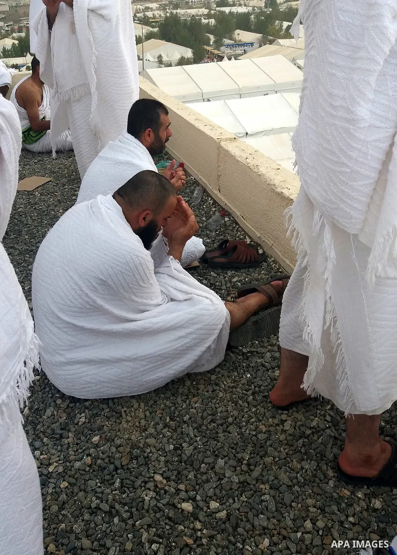 Muslim pilgrims pray on Mount Arafat, also known as Jabal al-Rahma (Mount of Mercy), southeast of the Saudi holy city of Mecca, on Arafat Day which is the climax of the Hajj pilgrimage early on August 31, 2017. Arafat is...