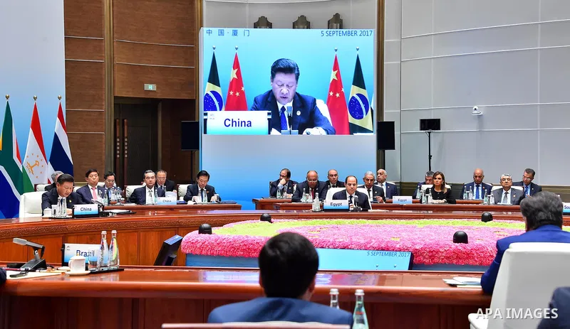 Chinese President Xi Jinping chairs the Dialogue of Emerging Market and Developing Countries in Xiamen, southeast China's Fujian Province, Sept. 5, 2017. Brazilian President Michel Temer, Russian President Vladimir Putin...