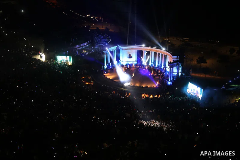 Palestinians attend a concert by Palestinian singer Mohammed Assaf Winner of Arab Idol 2013 in the West Bank city of Rawabi on Septemper 8, 2017. Photo by Shadi Hatem