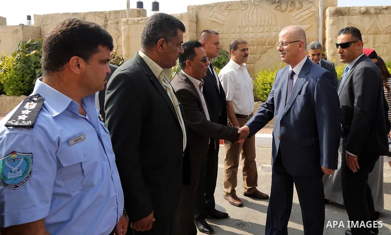 Palestinian Prime Minister, Rami Hamdallah arrives to Lay the foundation stone of the Tulkarm Health Directorate building, in the West Bank city of Tulkarm, on September 9, 2017. Photo by Prime Minister Office