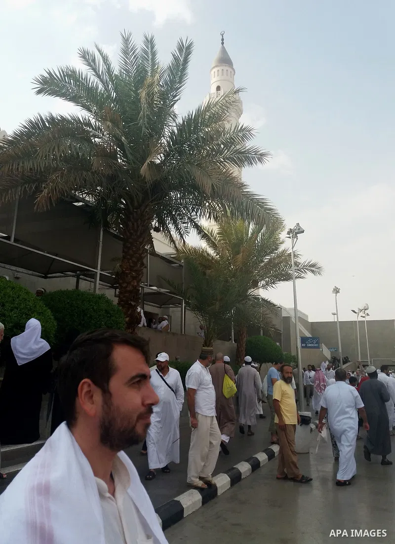 Muslim pilgrims visit the Quba Mosque after their duty of pilgrimage in Medina, Saudi Arabia on September 9, 2017. Photo by Mohammed Hassan