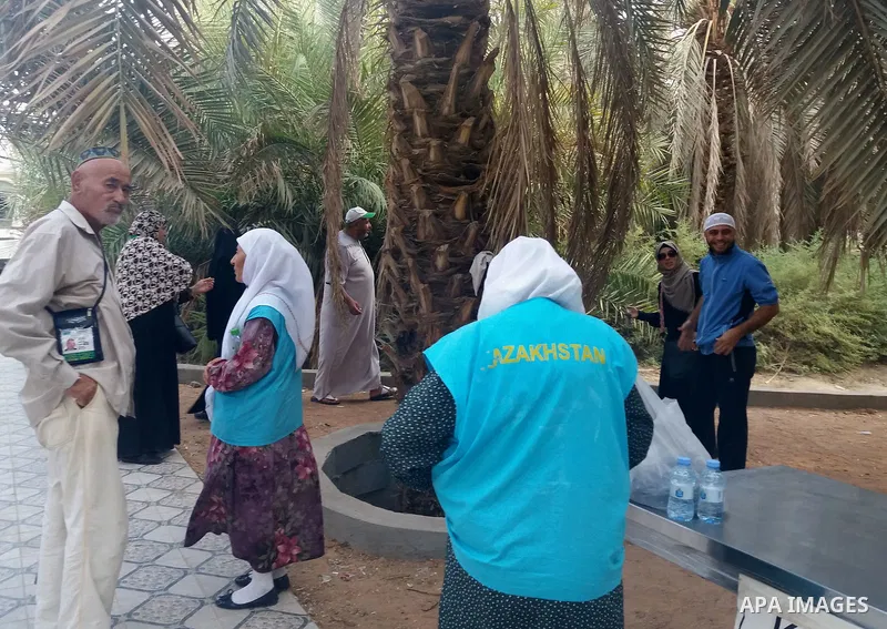 Muslim pilgrims visit House of dates "Beit al-Tomor" after their duty of pilgrimage in Medina, Saudi Arabia on September 9, 2017. Photo by Mohammed Hassan