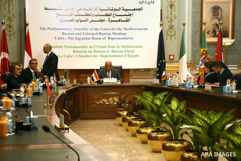 Speaker of the Egyptian parliament Ali Abdelaal, chairs a meeting of the Parliamentary Assembly of the Union for the Mediterranean, in Cairo, Egypt, 16 Septemper 2017. Photo by Stringer
