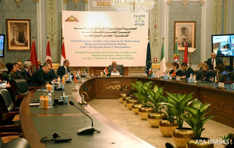 Speaker of the Egyptian parliament Ali Abdelaal, chairs a meeting of the Parliamentary Assembly of the Union for the Mediterranean, in Cairo, Egypt, 16 Septemper 2017. Photo by Stringer