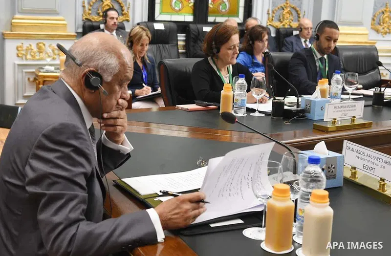 Speaker of the Egyptian parliament Ali Abdelaal, chairs a meeting of the Parliamentary Assembly of the Union for the Mediterranean, in Cairo, Egypt, 16 Septemper 2017. Photo by Stringer