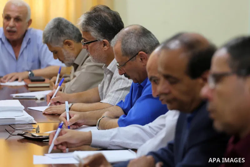 Leaders of Palestinian factions, attend a meeting in Gaza city on Sept. 17, 2017. Hamas announced it had agreed to steps toward resolving a decade-long split with the Fatah movement and was ready to hold elections. Hamas...