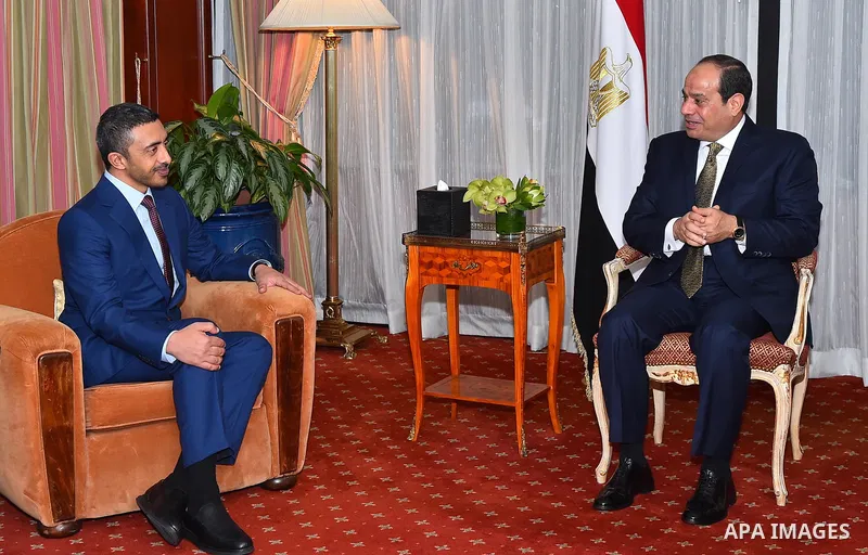 Egyptian President Abdel Fattah al-Sisi, meets with Minister of Foreign Affairs of the United Arab Emirates, Sheikh Abdullah Bin Zayed, in New York City, U.S. September 18, 2017. Photo by Egyptian President Office
