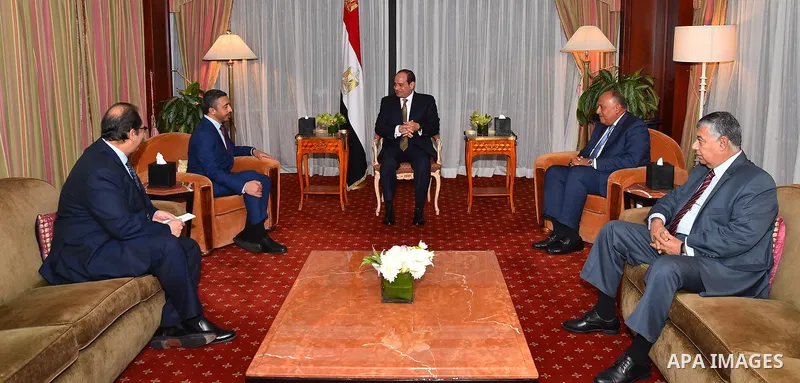 Egyptian President Abdel Fattah al-Sisi, meets with Saudi Ambassador to the United States, in New York City, U.S. September 18, 2017. Photo by Egyptian President Office