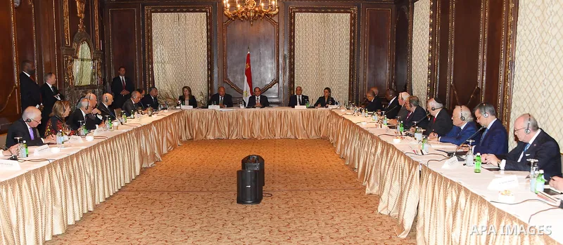 Egyptian President Abdel Fattah al-Sisi, meets with American dignitaries, in New York City, U.S. September 18, 2017. Photo by Egyptian President Office