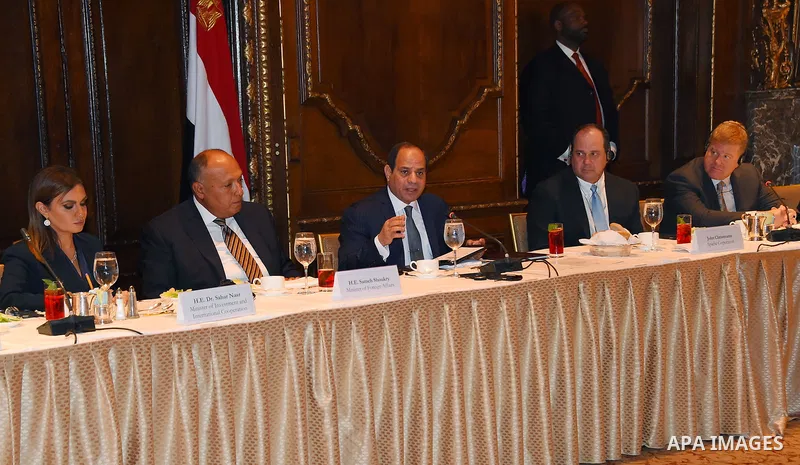 Egyptian President Abdel Fattah al-Sisi, meets with American dignitaries, in New York City, U.S. September 18, 2017. Photo by Egyptian President Office
