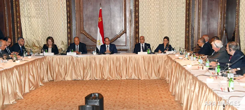 Egyptian President Abdel Fattah al-Sisi, meets with American dignitaries, in New York City, U.S. September 18, 2017. Photo by Egyptian President Office