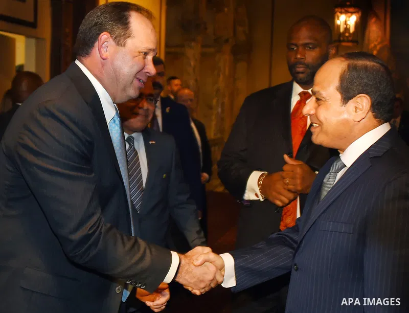 Egyptian President Abdel Fattah al-Sisi, meets with American dignitaries, in New York City, U.S. September 18, 2017. Photo by Egyptian President Office