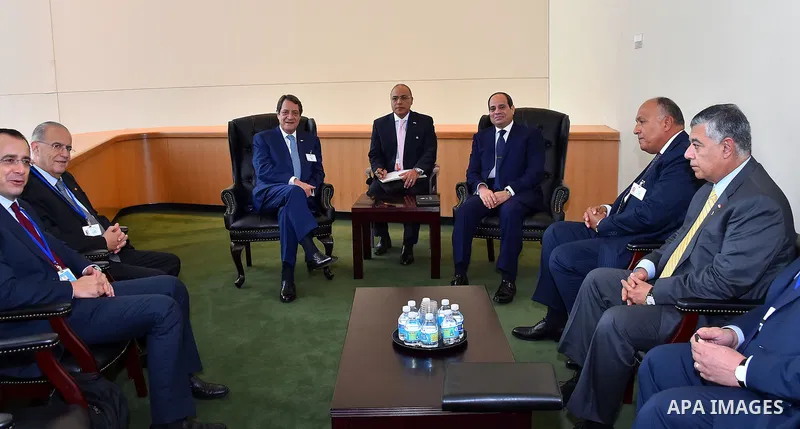 Egyptian President Abdel Fattah al-Sisi meets with Cyprus' President Nicos Anastasiades on the sidelines of 72nd United Nations (UN) General Assembly in New York on September 19, 2017 in New York City. Photo by Egyptian...