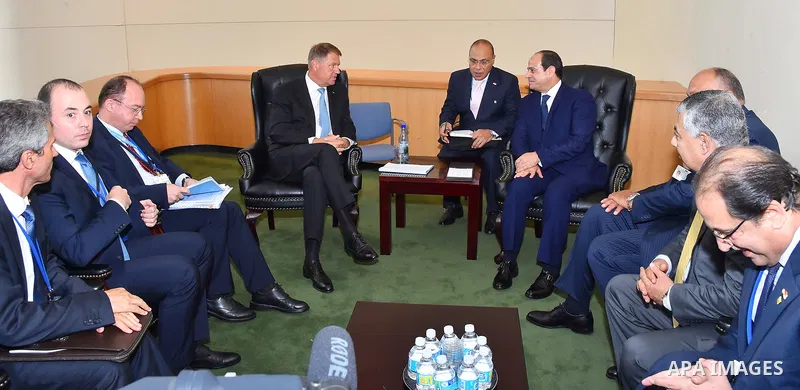 Egyptian President Abdel Fattah al-Sisi meets with Romanian President Klaus Iohannis, in New York on September 19, 2017 in New York City. Photo by Egyptian President Office