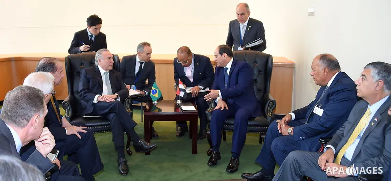 Egyptian President Abdel Fattah al-Sisi meets with Brazilian President Michel Temer, in New York on September 19, 2017 in New York City. Photo by Egyptian President Office