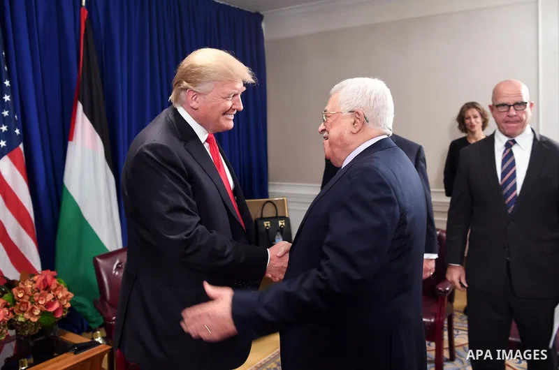 Palestinian President Mahmoud Abbas meets with US President Donald Trump in New York City, U.S. on September 19, 2017. Photo by Thaer Ghanaim