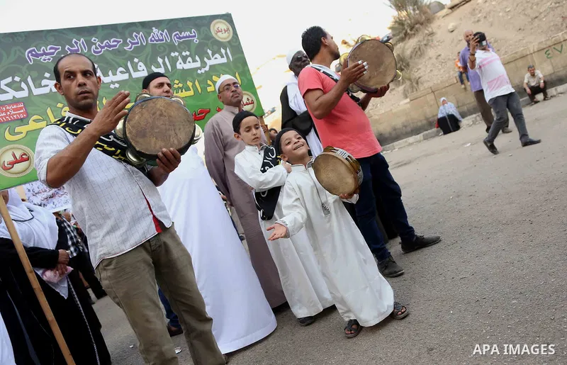 Egyptian Sufi Muslims practice ritualized Zikr (invocation) to celebrate the New Islamic Hijri year 1439 in front of al-Hussein mosque at Al-Azhar district in old Islamic Cairo, Egypt, on September 22, 2017. Photo by Amr...