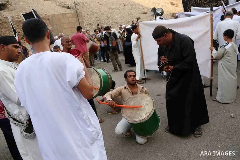 Egyptian Sufi Muslims practice ritualized Zikr (invocation) to celebrate the New Islamic Hijri year 1439 in front of al-Hussein mosque at Al-Azhar district in old Islamic Cairo, Egypt, on September 22, 2017. Photo by Amr...