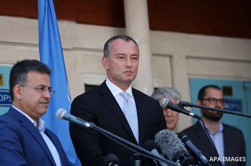 Nikolay Mladenov, United Nations Special Coordinator for the Middle East Peace Process, speaks during a press conference, in Gaza city on September 25, 2017. Photo by Mohammed Asad