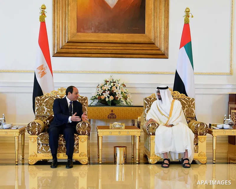 Egyptian President Abdel Fattah al-Sisi meets with Sheikh Mohammed bin Zayed al-Nahyan Crown Prince of Abu Dhabi in Abu Dhabi , on September 25, 2017. Photo by Egyptian President Office