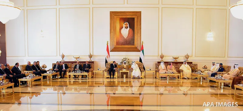 Egyptian President Abdel Fattah al-Sisi meets with Sheikh Mohammed bin Zayed al-Nahyan Crown Prince of Abu Dhabi in Abu Dhabi , on September 25, 2017. Photo by Egyptian President Office