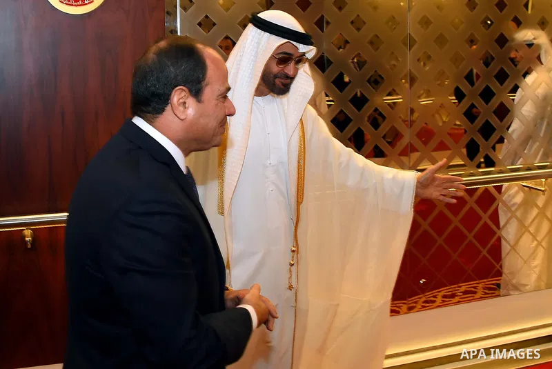 Sheikh Mohammed bin Zayed al-Nahyan Crown Prince of Abu Dhabi receives Egyptian President Abdel Fattah al-Sisi, in Abu Dhabi , on September 25, 2017. Photo by Egyptian President Office