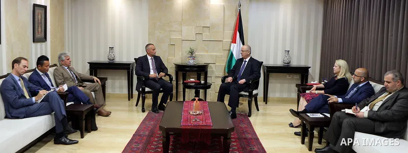 Palestinian Prime minister, Rami Hamadallah, meets with Nikolay Mladenov, United Nations Special Coordinator for the Middle East Peace Process, in the West Bank city of Ramallah, on September 28, 2017. Photo by Prime Min...