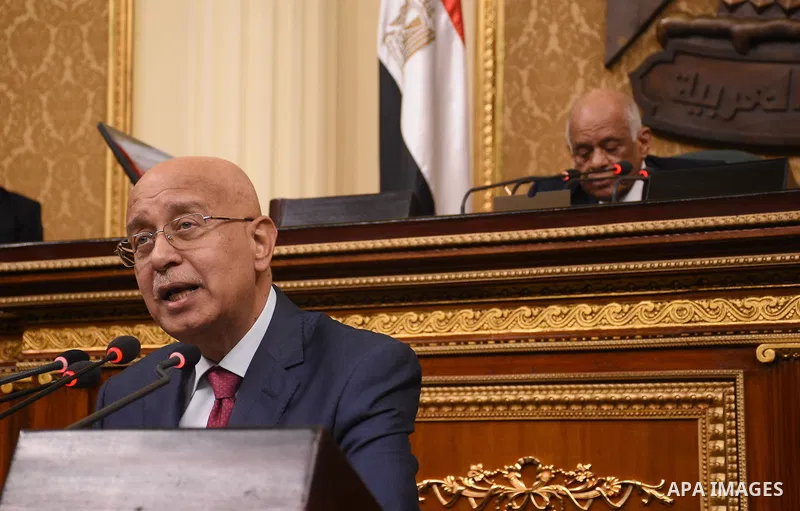 Egyptian Prime Minister Sharif Ismail speaks a meeting of the opening session of the Parliament, in Cairo, Egypt, on October 2, 2017. Photo by Stringer
