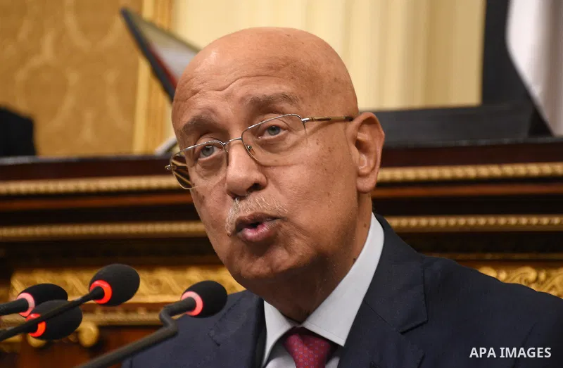 Egyptian Prime Minister Sharif Ismail speaks a meeting of the opening session of the Parliament, in Cairo, Egypt, on October 2, 2017. Photo by Stringer