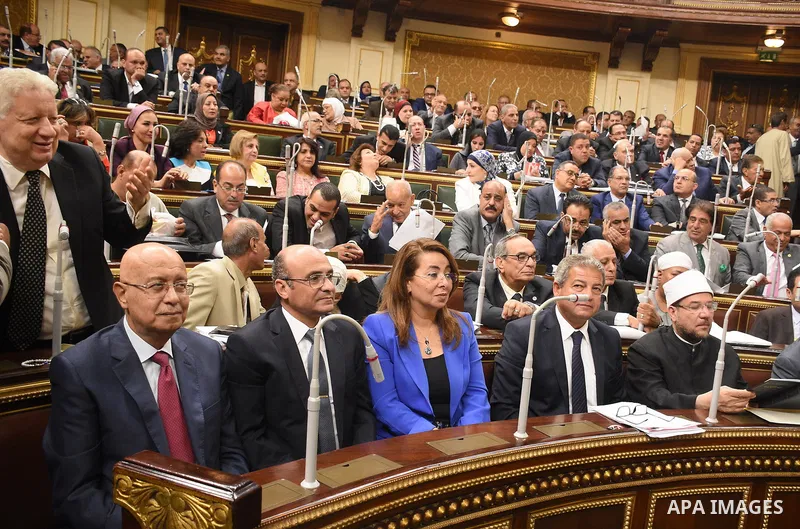 Egyptian Prime Minister Sharif Ismail attends a meeting of the opening session of the Parliament, in Cairo, Egypt, on October 2, 2017. Photo by Stringer