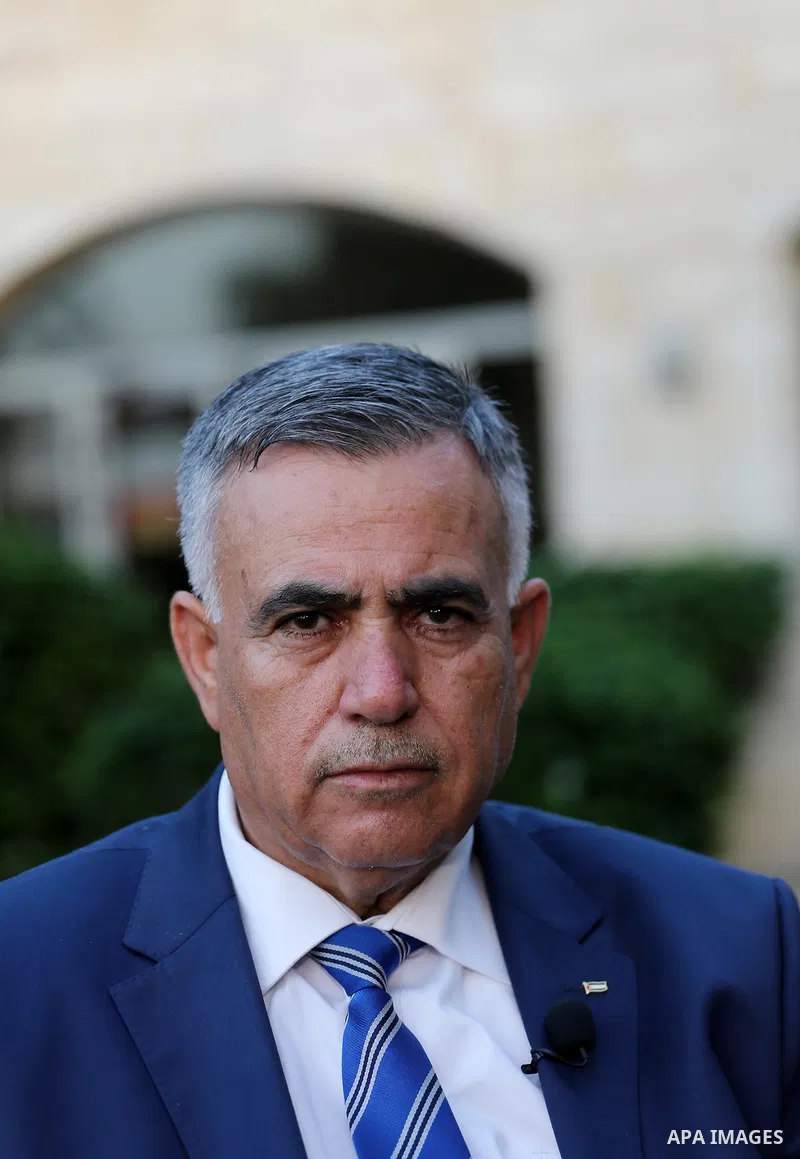 Palestinian Minister of Local Government Hussein Al-Arj, reacts during media interview in Gaza city after he arrives to Gaza Strip with Palestinian Prime Minister Rami Hamdallah and government ministers on October 2, 201...
