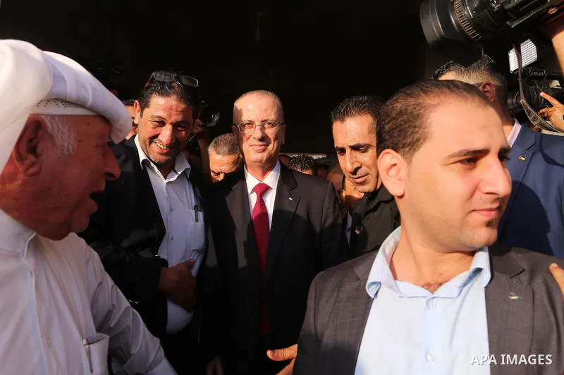 Palestinian Prime Minister Rami Hamdallah visits the Shejaiya neighborhood in Gaza City on October 2, 2017. Palestinian prime minister Rami Hamdallah arrived in Gaza for his first visit in two years, saying the Palestini...
