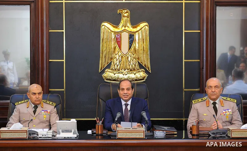 Egyptian President Abdel Fattah al-Sisi chairs a meeting of the Supreme council of the armed forces to mark the 42th anniversary of October War Victory in Cairo, Egypt, on October 4, 2017. Photo by Egyptian President Off...