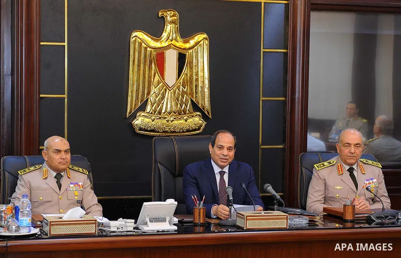 Egyptian President Abdel Fattah al-Sisi chairs a meeting of the Supreme council of the armed forces to mark the 42th anniversary of October War Victory in Cairo, Egypt, on October 4, 2017. Photo by Egyptian President Off...