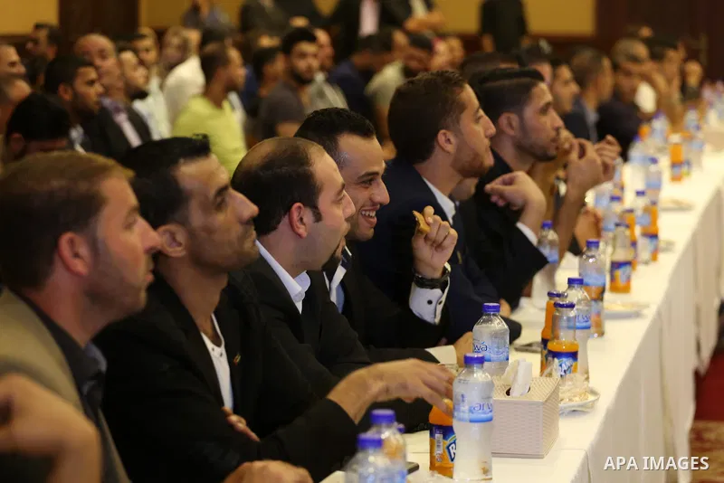 Palestinian Prime Minister Rami Hamdallah meets with Palestinian youths in Gaza city on October 4, 2017. For three days it was all smiles as the Palestinian prime minister held talks in Gaza with Hamas but as the symboli...