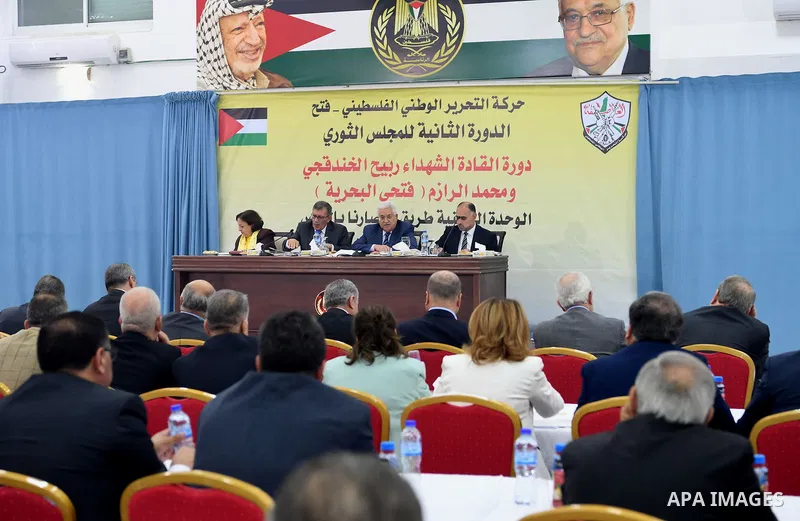 Palestinian President Mahmoud Abbas attends the meeting of Fatah Movement Revolutionary Council in the West Bank city of Ramallah on October 5, 2017. Photo by Osama Falah