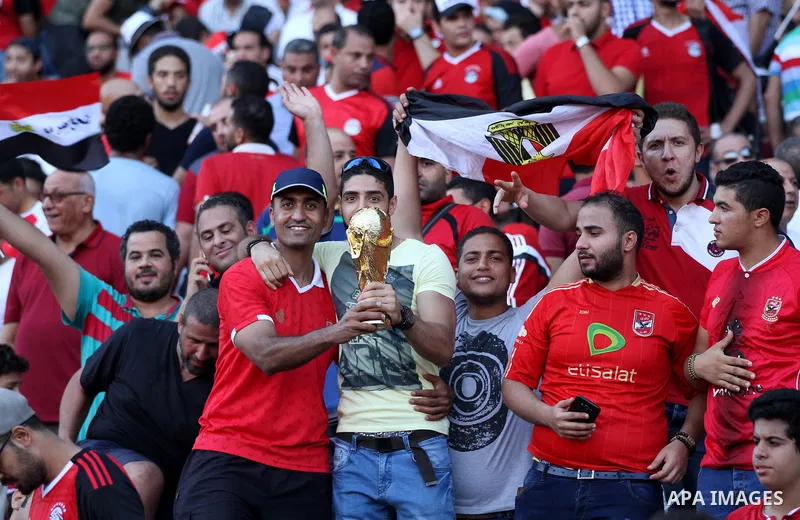 Supporters of Egypt attend the World Cup 2018 Africa qualifying football match between Egypt and Congo at the Borg al-Arab stadium in Alexandria on October 8, 2017. Photo by Amr Sayed