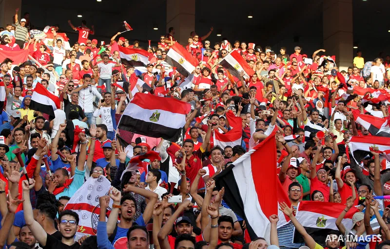 Supporters of Egypt attend the World Cup 2018 Africa qualifying football match between Egypt and Congo at the Borg al-Arab stadium in Alexandria on October 8, 2017. Photo by Amr Sayed